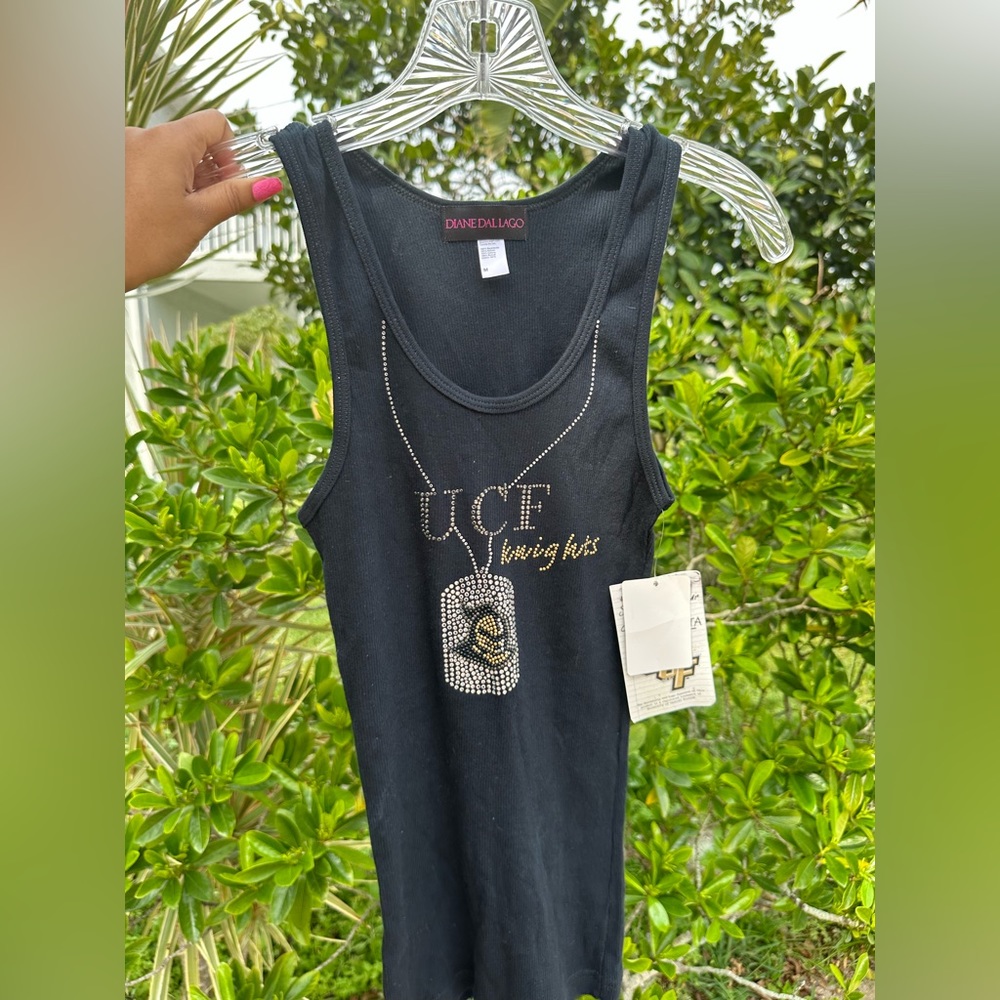 Black UCF Knights Tank with Gem Appliqué
